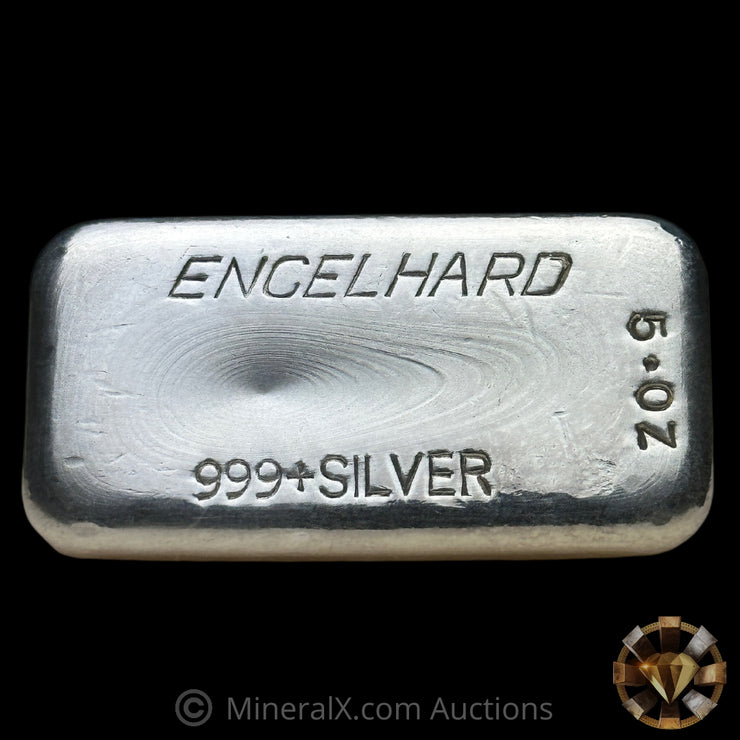 5oz Engelhard Australia Rare Inward 5 Decimal Variety Vintage Poured Silver Bar