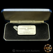 100g Johnson Matthey London JMC Vintage Silver Bar With Original Velvet Case