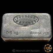 1/2 Kilo 0.5kg Johnson Matthey JM Australia Vintage Poured Silver Bar