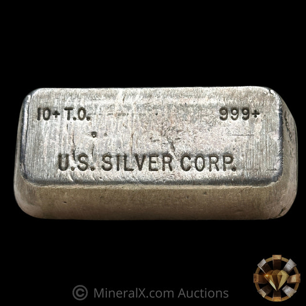 10oz US Silver Corp Vintage Poured Silver Bar MineralX