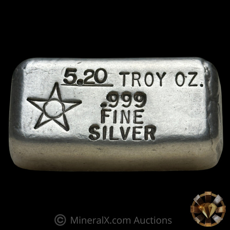 5.20oz Star Metals Vintage Poured Silver Bar