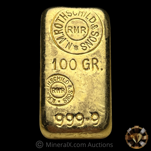 N.M. Rothschild & Sons 100g Vintage Gold Bar MineralX