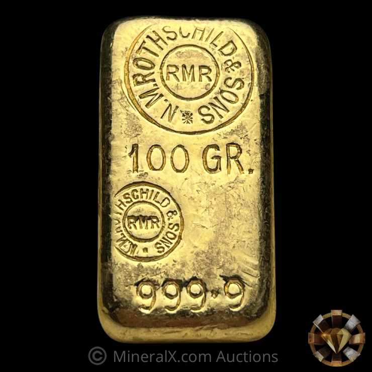N.M. Rothschild & Sons 100g Vintage Gold Bar