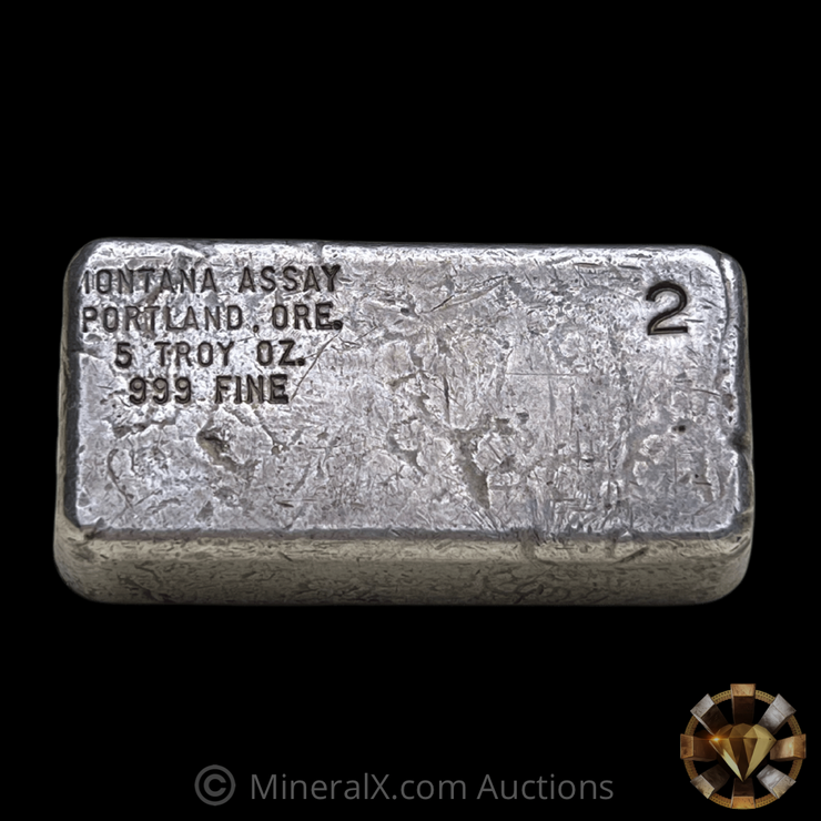 Montana Assay #2 Vintage Poured 5oz Silver Bar