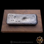 Simmons 14.5oz Vintage Poured Silver Bar with Wood Presentation Display