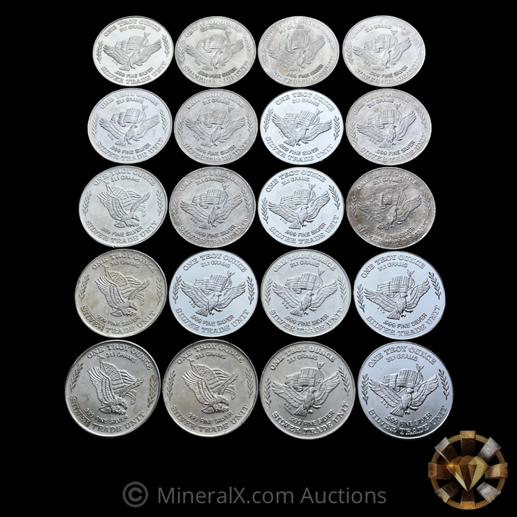 x20 1oz US Assay Office of San Francisco Vintage Silver Coins (20oz total)