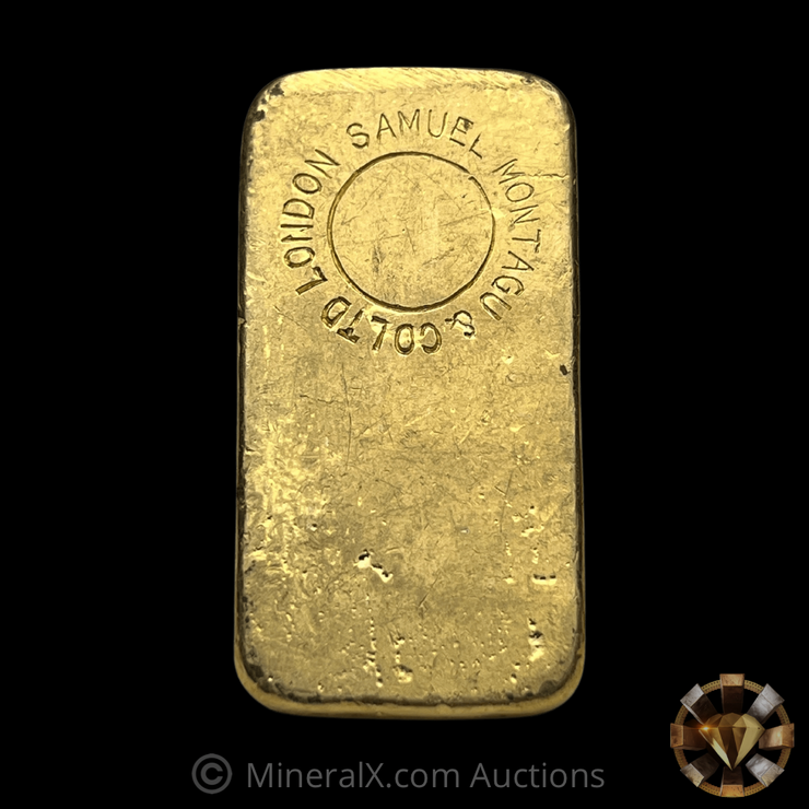 NM Rothschild & Sons 100g Vintage Gold Bar w/ Rare “Samuel Montagu & Co LTD London” Counterstamp