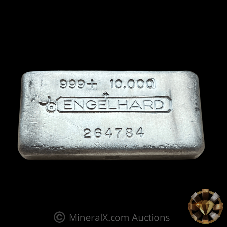 Engelhard Bull Logo 10oz Vintage Poured Silver Bar