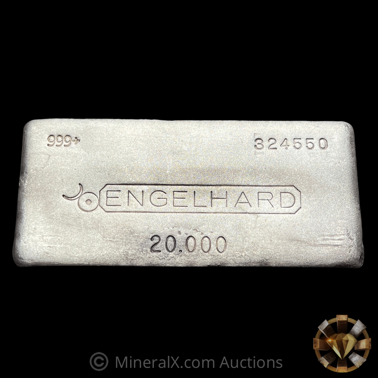 Engelhard 20oz “Small Serial Linen Back” Vintage Poured Silver Bar