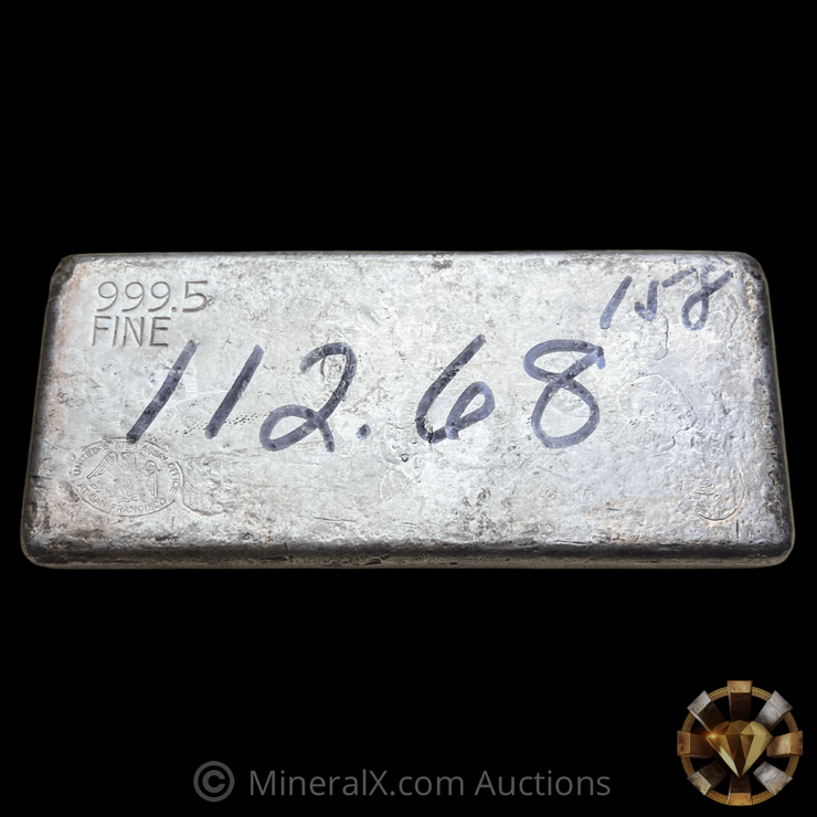Authentic United States Assay Office At San Francisco 112.68oz Gov Issued Vintage Poured Silver Assay Bar