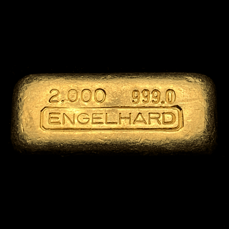 Engelhard 2oz Vintage Poured Gold Bar