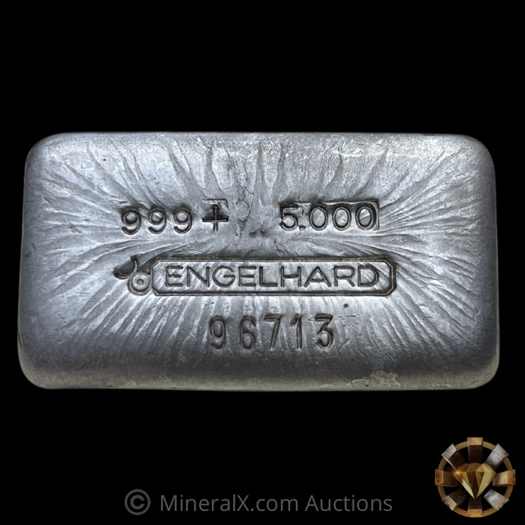 Engelhard 5oz “2nd Series” Bull Logo Vintage Poured Silver Bar