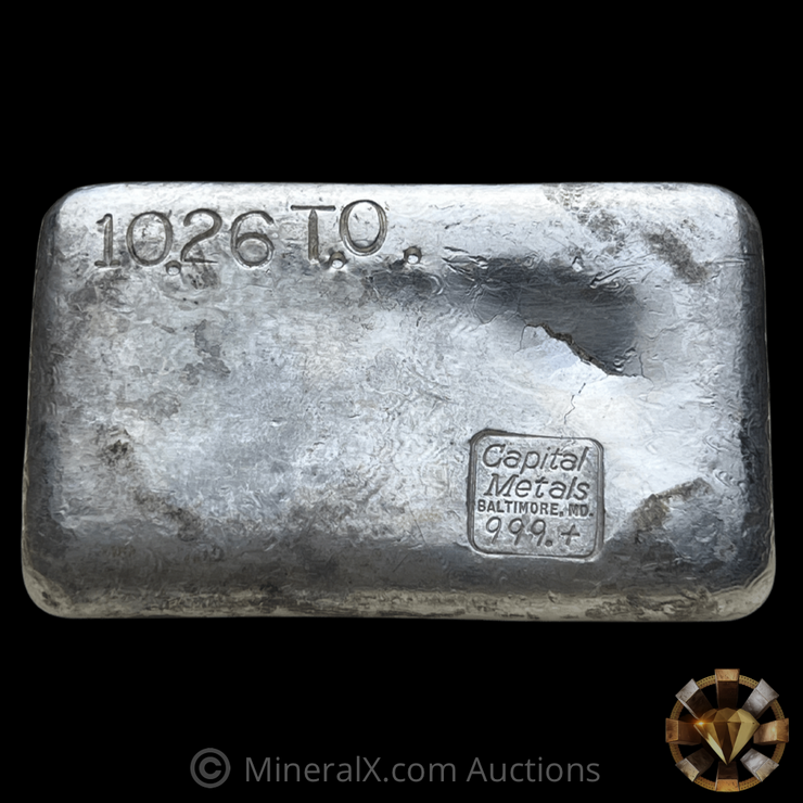 Capital Metals Baltimore MD 10.26oz Vintage Poured Silver Bar