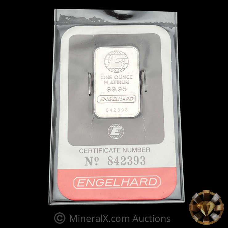 Engelhard 1oz Platinum “E Logo” Vintage Bar Factory Sealed in Original Assay