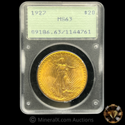 1927 MS63 PCGS “Rattler” $20 US Saint Gaudens Double Eagle Gold Coin