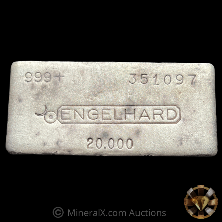 Engelhard 20oz “Linen Back” Vintage Poured Silver Bar