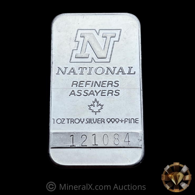 National Refiners Assayers 1oz Vintage Pressed Silver Art Bar – MineralX