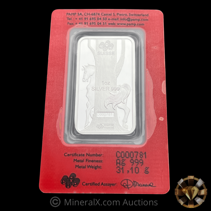2014 PAMP Lunar Calander Series Horse 1oz Silver Bar Sealed In Original Assay Card