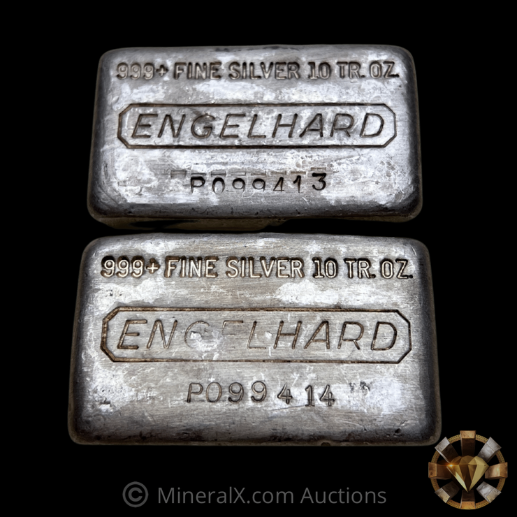 Sequential Engelhard 10oz “Waffle-Back” Vintage Poured Silver Bars