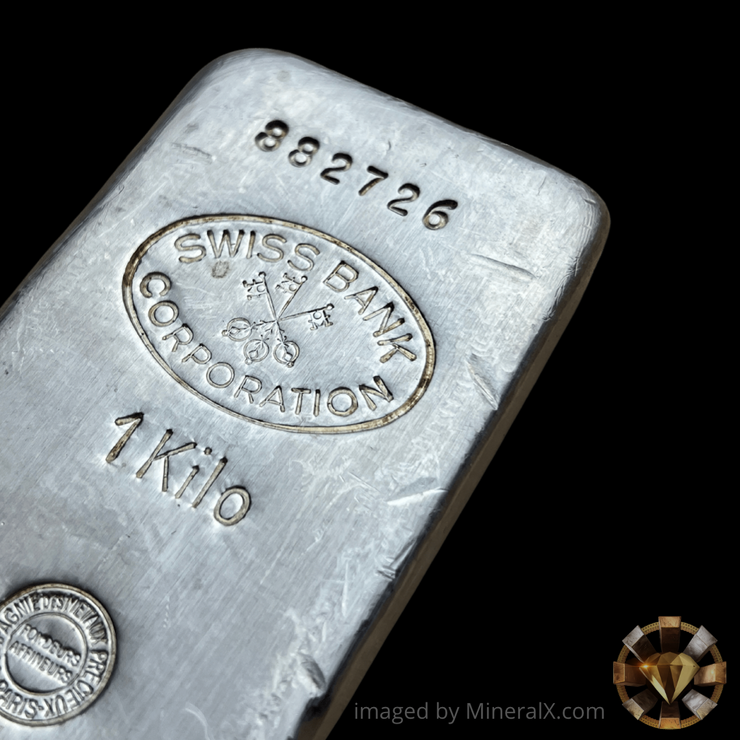 Swiss Bank Corporation / CMP Engelhard Vintage Poured Silver Kilo Bar