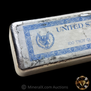 Johnson Matthey Mallory 100oz Maple Leaf Vintage Poured Silver Bar With Unique “United States Bullion” Label Still Attached