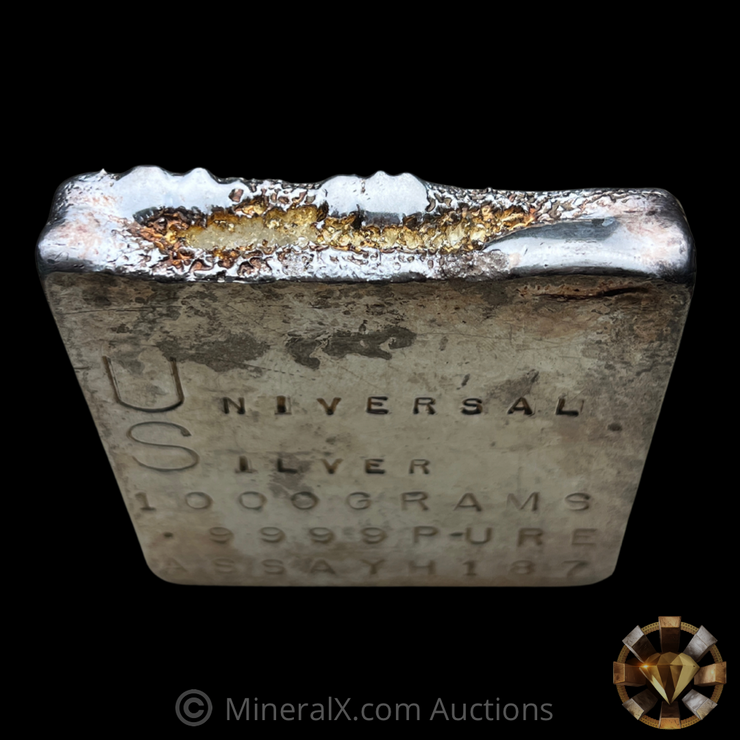 Universal Silver Assay 1000 Grams Vintage Poured Kilo Silver Bar
