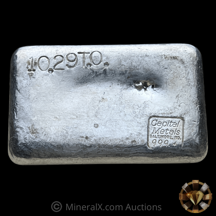 Capital Metals Baltimore MD 10.29oz Vintage Poured Silver Bar