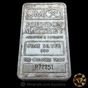 Johnson Matthey JM 100oz Vintage Pressed Silver Bar