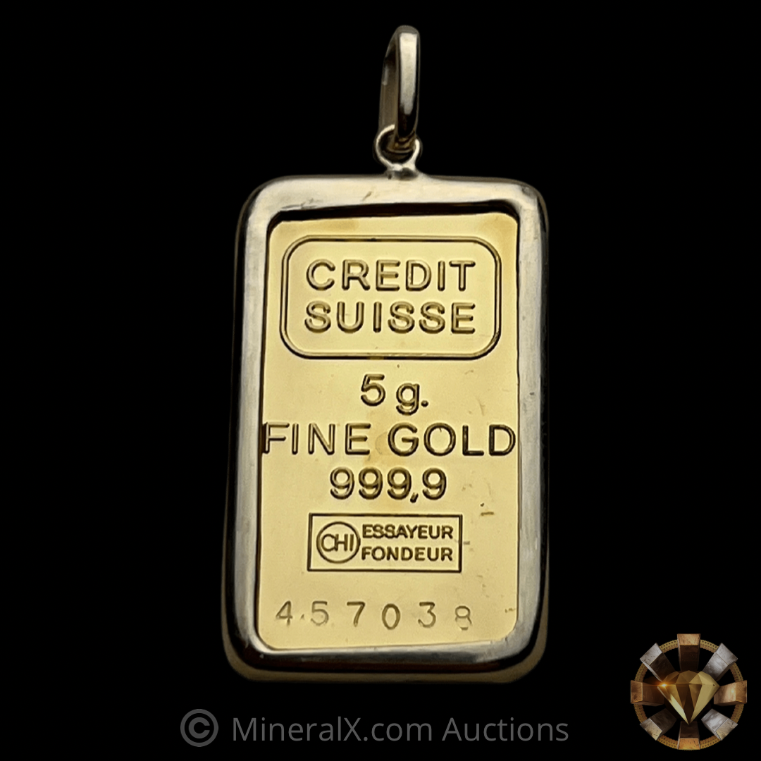 ヴィンテージカフス　金　1g × 2 FINE GOLD 999.9 1978 Credit Suisse Vintage 5g Gold Bar Pendant w/ Original Numbers