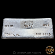 1983 Sunshine Mining 100oz Vintage Poured Silver Bar