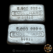 Unique Sequential Pair of Engelhard 5oz “Large Hallmark” Vintage Poured Silver Bars