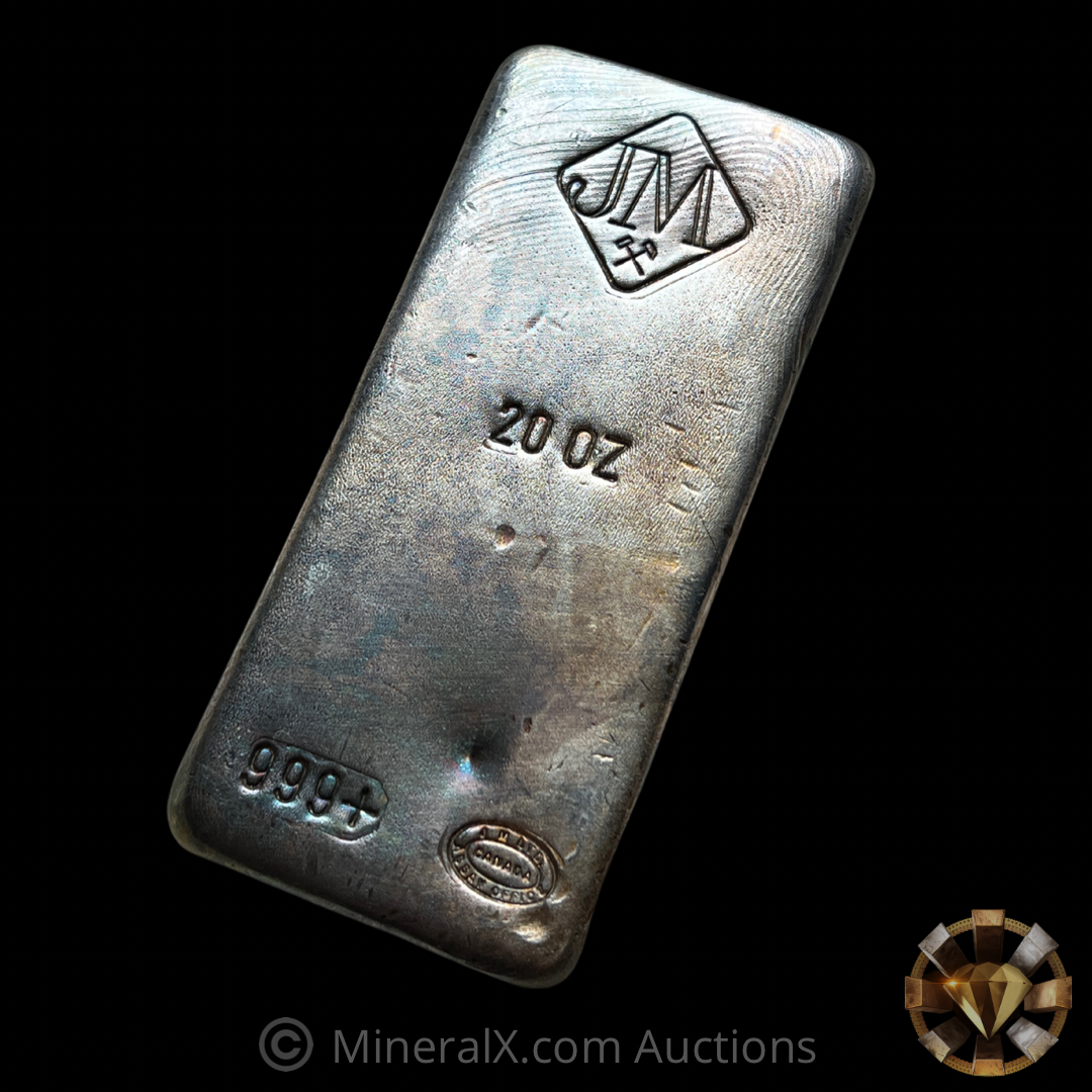 Vintage Poured Johnson Matthey JM 20oz Silver Bar – MineralX