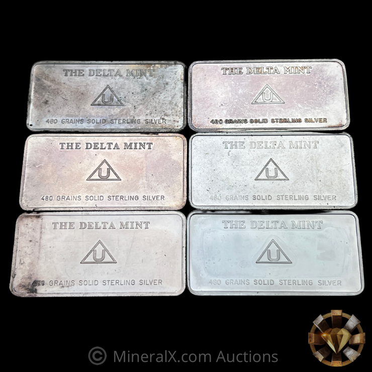 x6 Delta 1oz Vintage Pressed Silver Bars