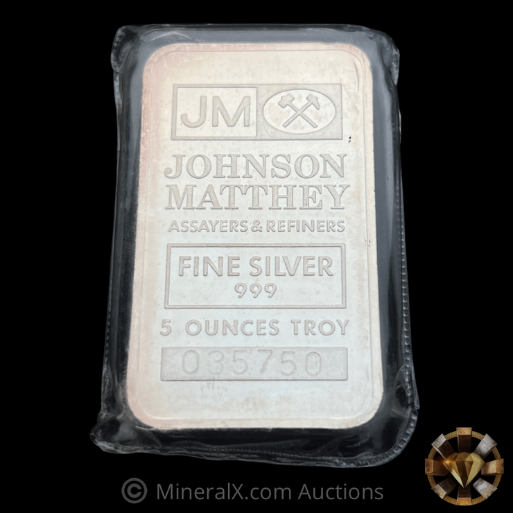 Johnson Matthey JM 5oz Vintage Pressed Silver Bar