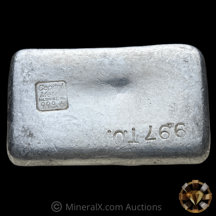 Capital Metals Baltimore MD 9.97oz “Inverted Stamp Error” Vintage Poured Silver Bar