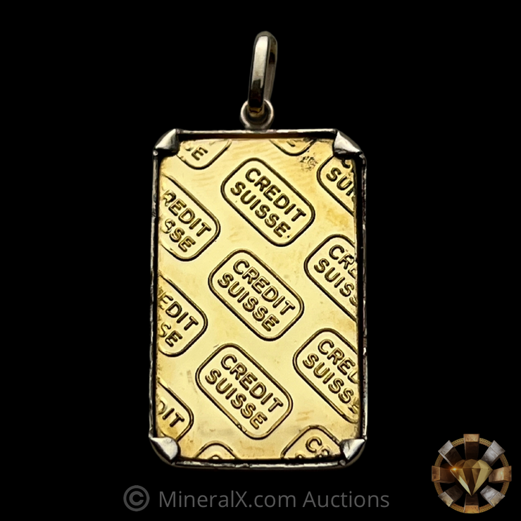 1978 Credit Suisse Vintage 5g Gold Bar Pendant w/ Original Numbers Matching Valcambi Assay Card