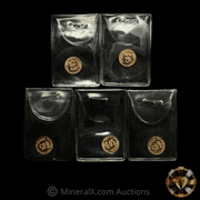 x5 1980 Proof Nicholas L. Deak “Denationalization of Sound Money” Gold Standard Corporation 1/20oz Fractional Vintage Gold Coins (1/4oz of pure gold)