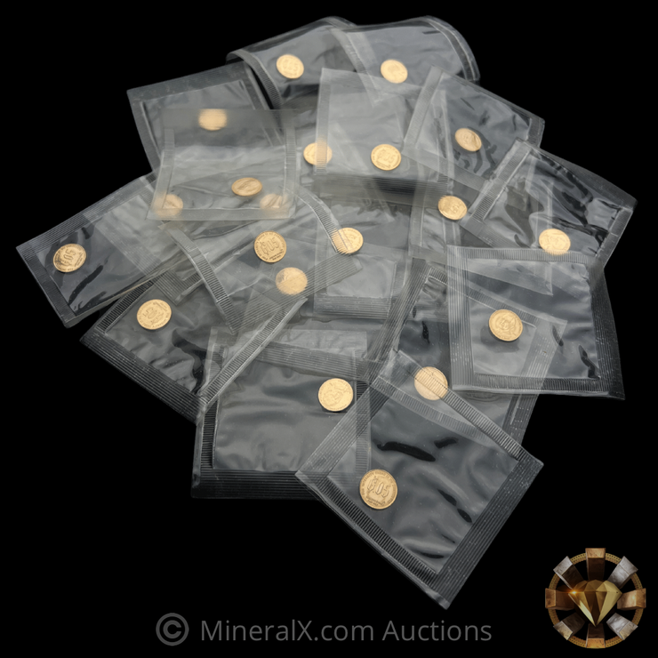 x20 1980 Nicholas L. Deak “Denationalization of Sound Money” Gold Standard Corporation 1/20oz Fractional Vintage Gold Coins in Original Factory Seals (1oz of pure gold)