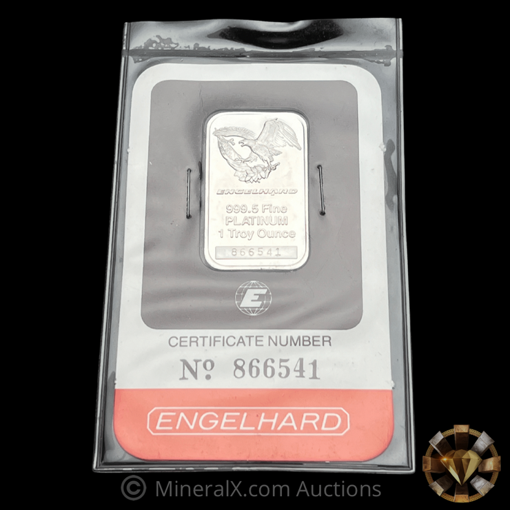 Engelhard 1oz Platinum “Eagle Logo” Vintage Bar Factory Sealed in Original Assay