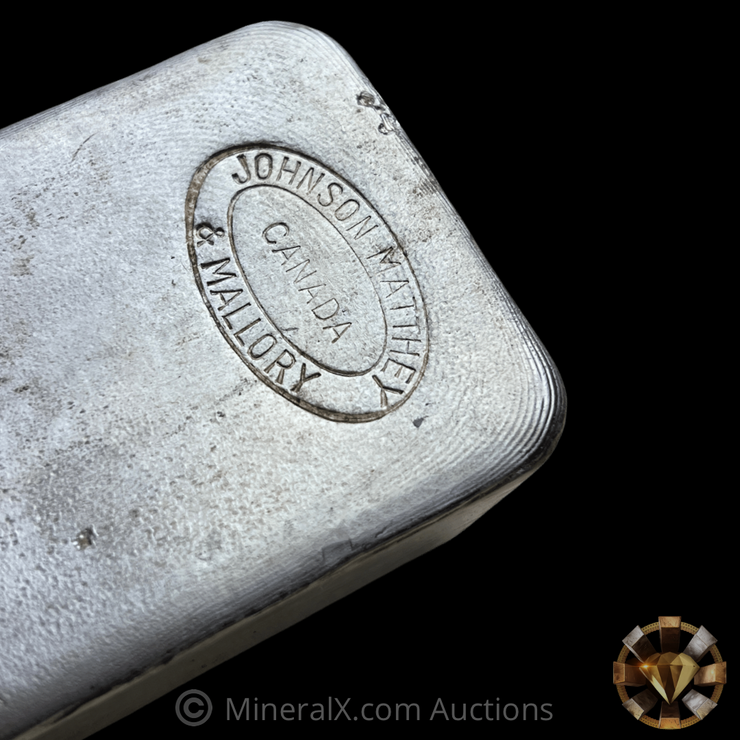 Johnson Matthey Mallory 100oz Maple Leaf Vintage Poured Silver Bar With Unique “United States Bullion” Label Still Attached