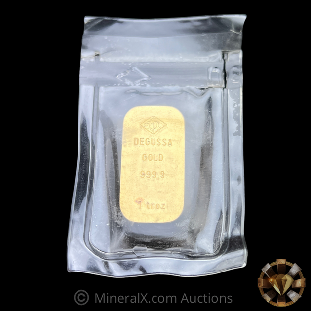 Degussa 1 oz Vintage Gold Vault Style Bar Still in Original Factory Se ...