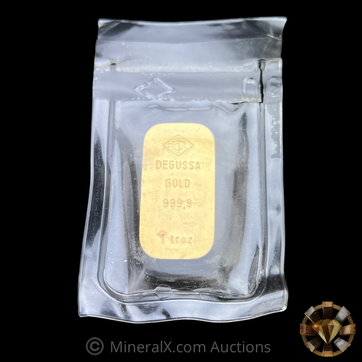 Degussa 1 oz Vintage Gold Vault Style Bar Still in Original Factory Seal