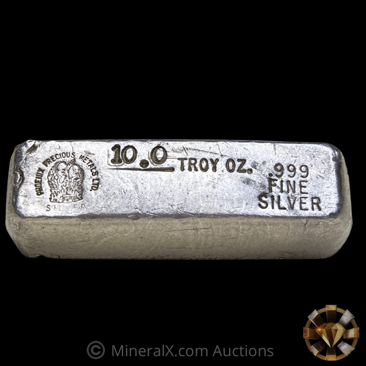 Phoenix Precious Metals 10oz Vintage Poured Silver Bar