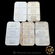 x5 Simmons REFCO Metals 1oz Vintage Silver Art Bars (5oz Total)