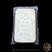 Argor SA Chiasso 50g “Silber” Vintage Pressed Silver Bar In Original Seal