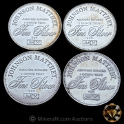 x4 Johnson Matthey JM 1oz Freedom Vintage Silver Coins (4oz total)