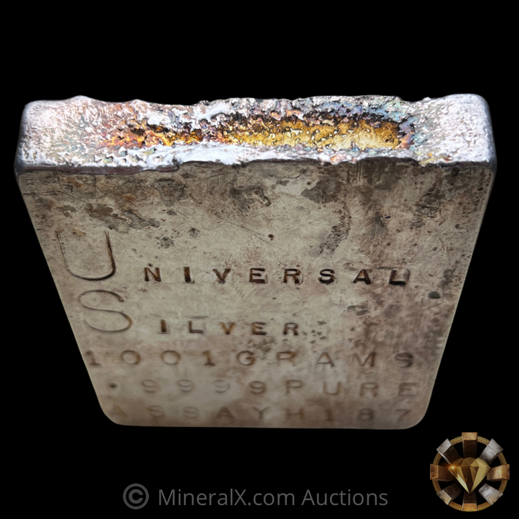 Universal Silver 1001 Gram Kilo Class Vintage Poured Silver Bar