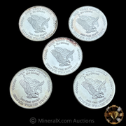 x5 1oz 1981 US Assay Office of San Francisco Vintage Silver Rounds