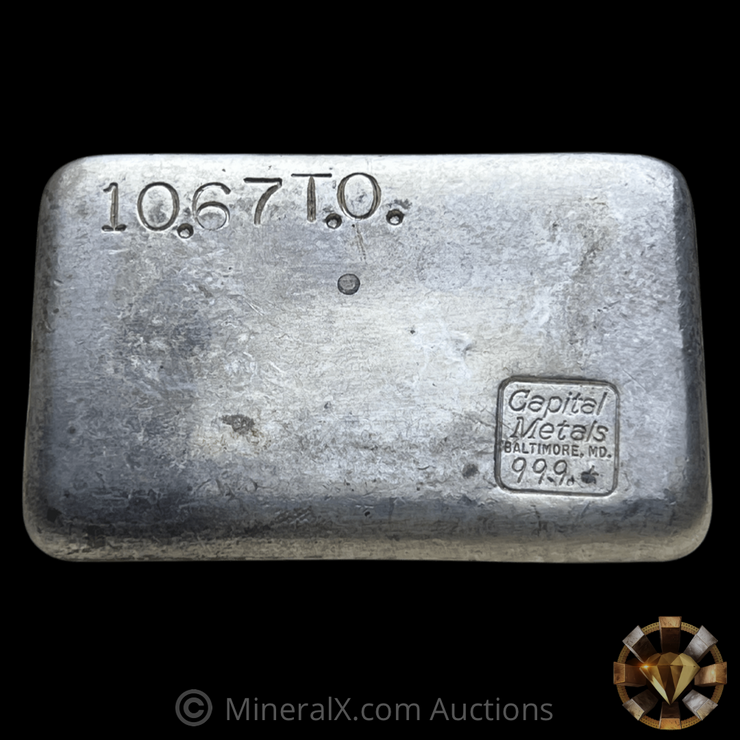 Capital Metals Baltimore MD 10.67oz Vintage Poured Silver Bar