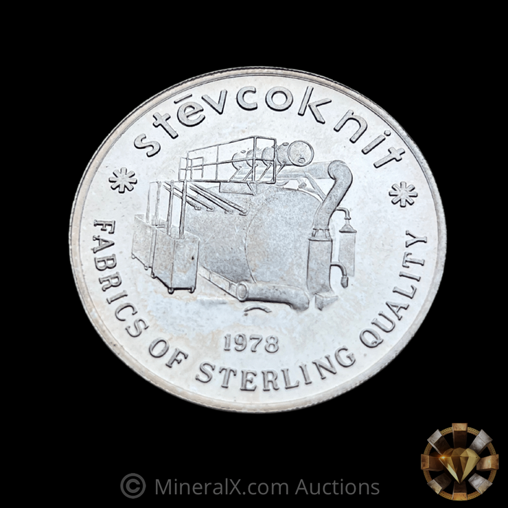 1978 Stevcoknit / Stevcowovens 1oz Vintage Silver Coin (Made By Engelhard)